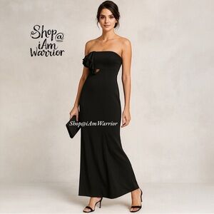 Way-In Ruffle NWT long black strapless dress *shop@iamwarrior